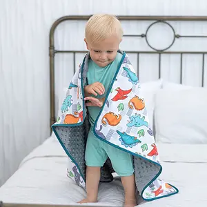 HuggaBuddies Dino Blankie - Super Soft Minky Dot Dinosaur Baby Blanket