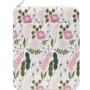6-7 Inch Embroidered Flower Padded Sleeve for - 7" Kindle Paperwhite, 7" Kindle Colorsoft, 6" Kindle, Protective Sleeve Case for 6" Kobo Clara BW/Colour E-Reader, Lavender