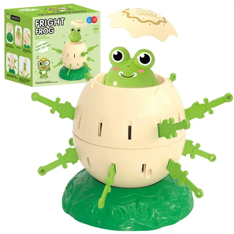 Frog-Themed Mini Pirate Bucket Plug-In Tabletop Stacking Game Set - Kid Board Games for Family Night, Family Fun Activity Toy, Family Fun Game