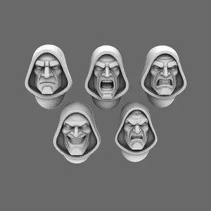 Space Knights V10 Hooded Exposed Heads Type A X10 - Premium 28mm Character Faces