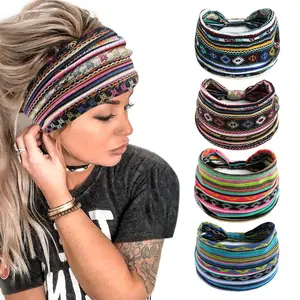 Vintage Bohemian Wide Hair Wraps | Summer Lightweight Sweat-Absorbent Yoga Headbands