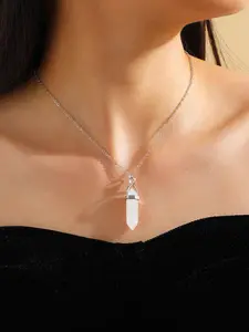 Crystal Hexagon Topaz Pendant Necklace, Includes Motivational Pocket Blessing Card, Stress Relief Chakra Energy Jewelry, Unisex Fashion Gift