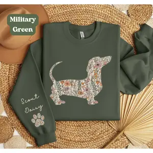 Personalized Dachshund Dog Mama Sweatshirt, Custom Dog Mom Sweatshirt, Floral Dachshund Dog Mama Clothing, Dog Mom Birthday Gift, Christmas Gift