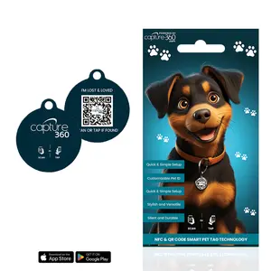 Capture 360 NFC and QR Code Smart Pet ID Tag - Digital Epoxy Dog & Cat Collar Tag for Easy Pet Identification - Durable, Waterproof, and Fast Owner Contact