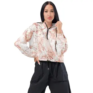 Women’s Coral Marbled Cropped Windbreaker