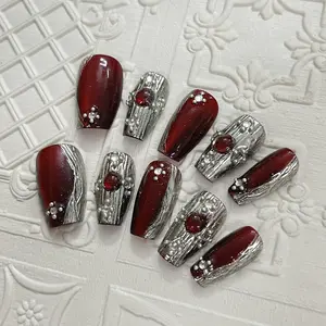 Red Bucherati press-on nails
