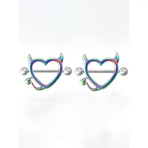 Cute Heart-Shaped Nipple Piercing for Women, 2024 New Fashion Nipple Jewelry, Fashion Party Decoration Women’s Perforated Body Jewelry GARMENTARY