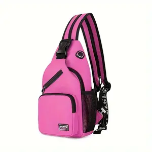 Multi Pockets Sling Backpack, Casual Nylon Crossbody Bag, Travel Hiking Daypack With Zipper Strap -  Perfect for Traveling