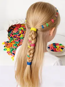 Colorful Hair Ties Set, Nylon Material Elastic Non-Damaging, Suitable for Girls' Hairstyles, 100/50pcs Plain Design, All Seasons Use