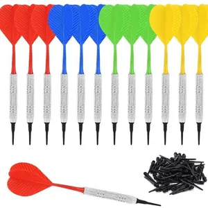 12Pcs Dart 14g Steel Barrel Safety Soft-Tip Darts Set with 36 Plastic Soft-Tip Dart Tips, Compatible with Electronic Dartboards, Darts Gear