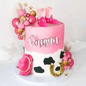 LaVenty cake shed cake topper gender reveal Cowgirl Cake Topper Cowboy Western Decorations Cowgirl Hat Birthday Cake Topper Cowgirl Boots Cow Balls Cake Decor