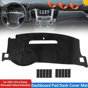 Dashboard Pad Dash Cover Mat for 2007-2014 Chevy Silverado/Tahoe/Suburban Black Car Essentials Truck Accessories