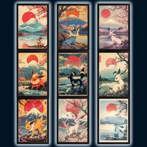 Art Print Eeveelution: Giant Card Holographic Print, Artistic Decor, Poster Artwork, Unframed Wall Art, Home Decor