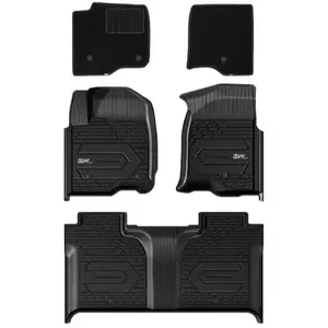 3W Floor Mats Fit for 2024-2025 Chevy Silverado/GMC Sierra 1500 & 2020-2024 2025 Chevrolet Silverado/GMC Sierra 2500 HD/3500HD Crew Cab TPE All Weather Custom Fit, with Factory Carpeted Storage