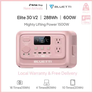 BLUETTI Elite 30 V2 Portable Solar Generator 288Wh Battery 600W AC Output 9 Ports for Camping & Backup Power Station with Smart App & 10ms UPS