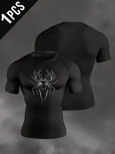 Men's Spider Print T-Shirt, Casual Streetwear Short Sleeve Jersey, Loose-Fit, Relaxed Fit, All Seasons, Comfortable and Stylish, Perfect for Outdoor Activities, Tops