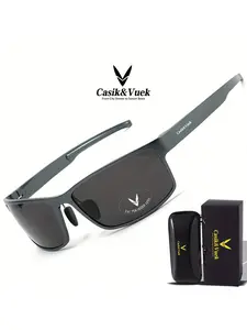 Men's Full Rim Oval Sunglasses, Magnesium-Aluminum Alloy Frame, Polarized Uv400 Protection, Ideal for Fishing, Driving, Cycling
