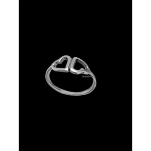 Two Inverted Hearts Sterling Silver Ring
