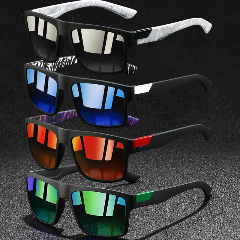 4pcs splice style sports glasses, Sporty Eyewear, suitable for both men and women, variety of lens colors available, nose pad rubber material, anti-slip comfort, suitable for daily and outdoor activities, summer vacation gift