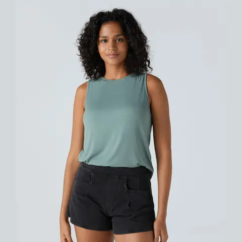 Halara Ribbed Round Neck Basic Casual Tank Top