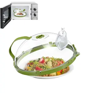 Microwave Splatter Cover with Water Steamer, Adjustable Ventilation Splash Guard, 10 Inch Clear Microwave Plate Cover Lid for Food, Microwave Safe, Kitchen Gadgets Accessories for Microwave Oven Kitchenware Utensils