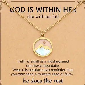 Motivation mustard seed necklace for women, golden silver love moving mountains - faith necklace for women, inspirational stainless steel chain necklace for women, Christian graduation birthday gift