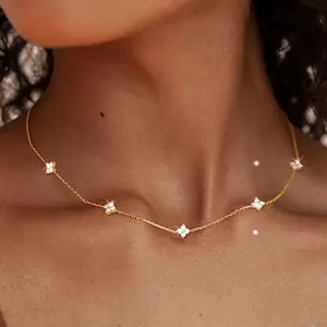Women's Elegant Starry Night Necklace Minimalist Everyday Jewelry 45+5cm Chain 2.7g Faux Accents Perfect Valentine's Mother's Day Gift