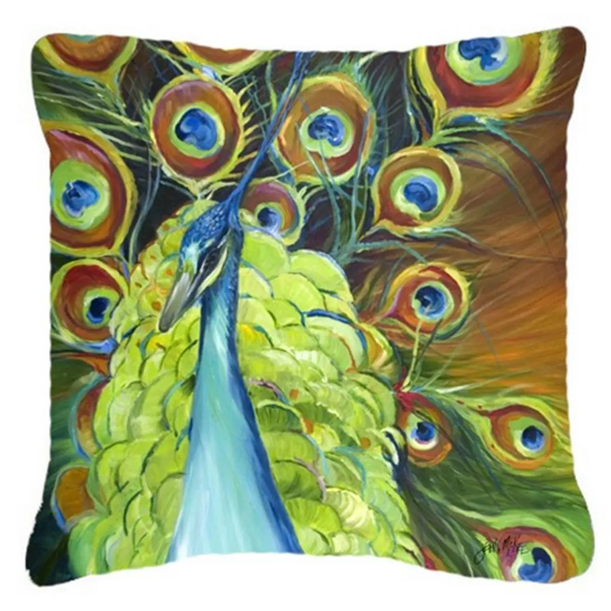 212 MAIN Artistic Peacock Print Decorative Pillow - Polyester Fabric, Fade-Resistant, Indoor/Outdoor Soft Furnishing Accessory
