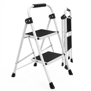 Alvantor Step ladder, 2-Step Ladder Stool, 800lbs Capacity, Anti-Slip Treads & Handles, Foldable Ultra-Thin Design, Grey/Black