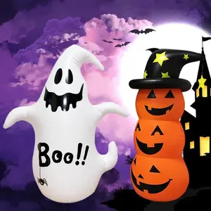 Halloween Inflatable Decoration Set, Pumpkin Balloons & Ghosts, Indoor Outdoor Party Decor, Perfect for Garden Courtyard Halloween Fun!