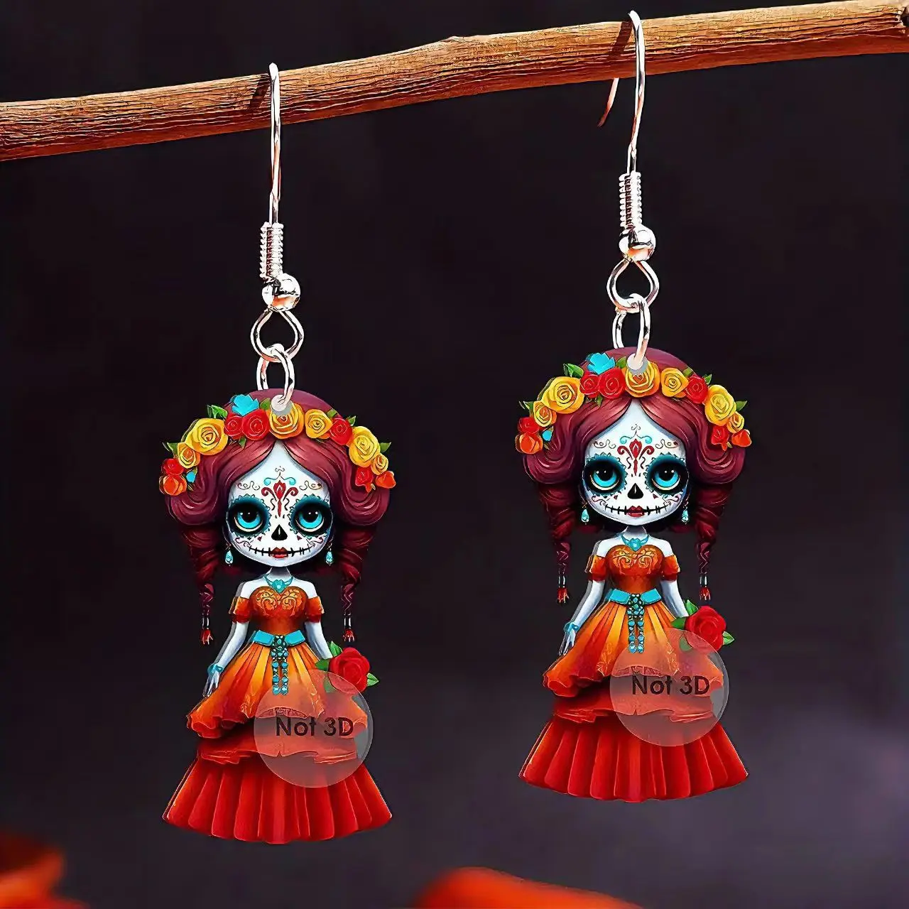 Acrylic, Ghost Bridal Earrings, Halloween & Christmas & Day of the Dead Perfect Accessories, Festive Atmosphere