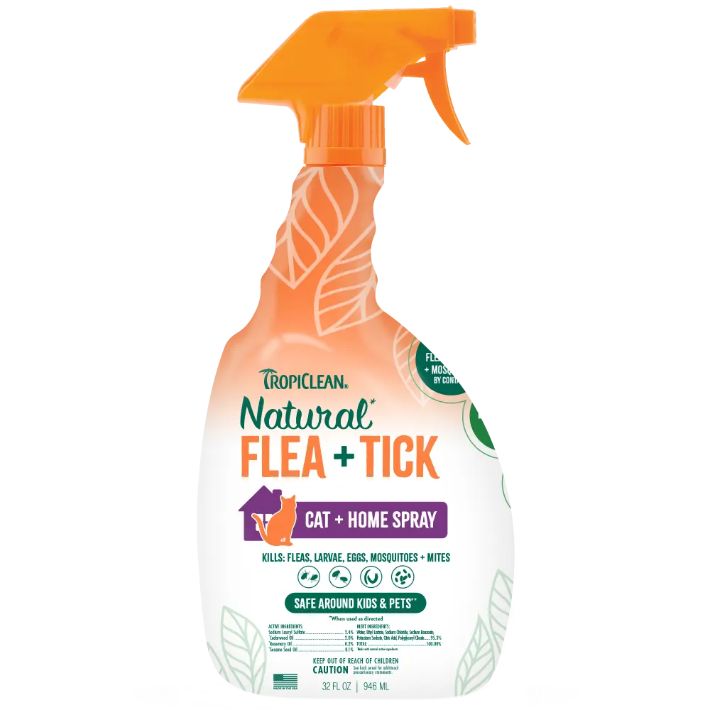 TropiClean Natural* Flea + Tick Home + Cat Spray, 32oz