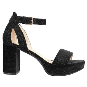 CL by Laundry Womens Gaily Block Platform Dress Sandals High Heel 3" & Up - Black