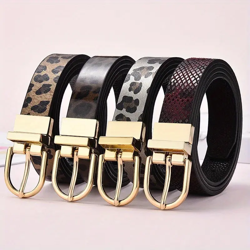 New Leopard Pattern Belt High end Double sided Rotating  display picture 2