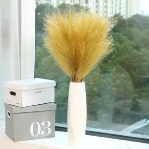 Wertuirk 9 Stems Gold Pampas Grass - 38 Inch Tall Faux Pompous Grass Decor Large Artificial Pompas Floral for Wedding Flower ArrangementGreat Gatsby Party Decorationsa and Home Decor (Gold)