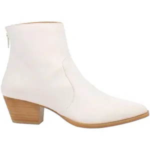 Code West Womens Post It Pointed Toe  Casual Boots Ankle Low Heel 1-2" - White