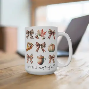 I Love Fall Most Of All Croquette Ceramic Mug 15oz