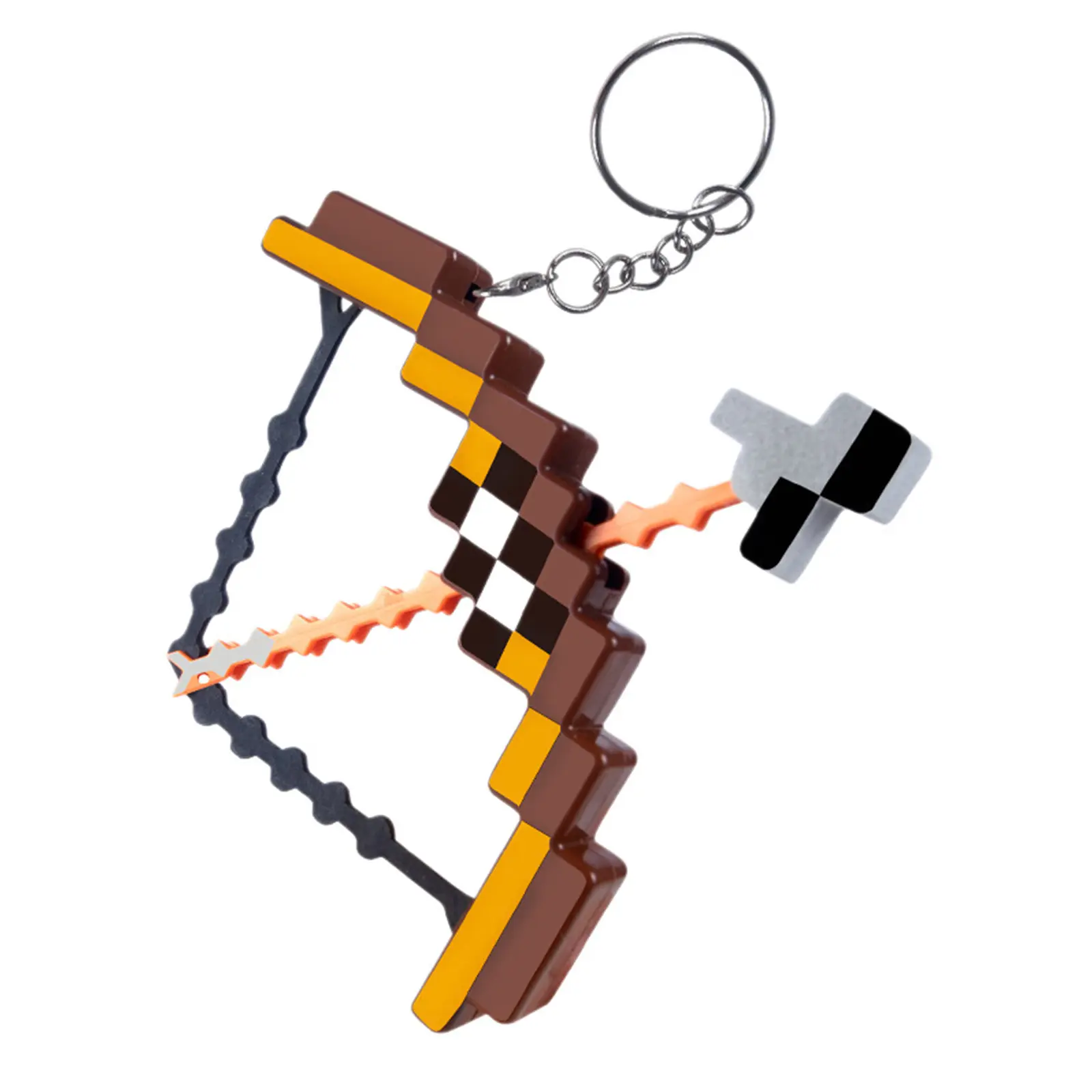 Pixel Mini Bow & Arrow Keychain - Voxel Gamer Fidget Key Ring for Men & Women, Ideal for Backpacks, Car Keys & Comic Cons, Video Games, Edc Gear, Everyday Carry, Clip On, Durable, 8-Bit Fans, Keychain Included, Cute Collectibles, Aesthetic Keychains