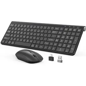 Keyboard  Combo,   Keyboard with Adjustable Stand, Type-C Connector,and  Film Compatible with Win 7/8/10, MacBook Pro/Air, Laptop - Black