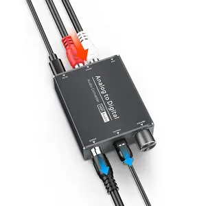 Analog to Digital Audio Converter RCA to Optical with 3.5mm AUX Jack Toslink and Coaxial Adapter with Adjustable Volume