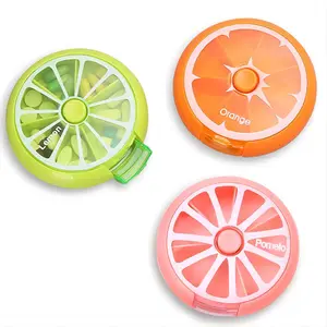 2 travel portable pill storage boxes/Rotary 7-cell pill boxes Healthcare Medicine Aid Plastic Round pill safe bottle