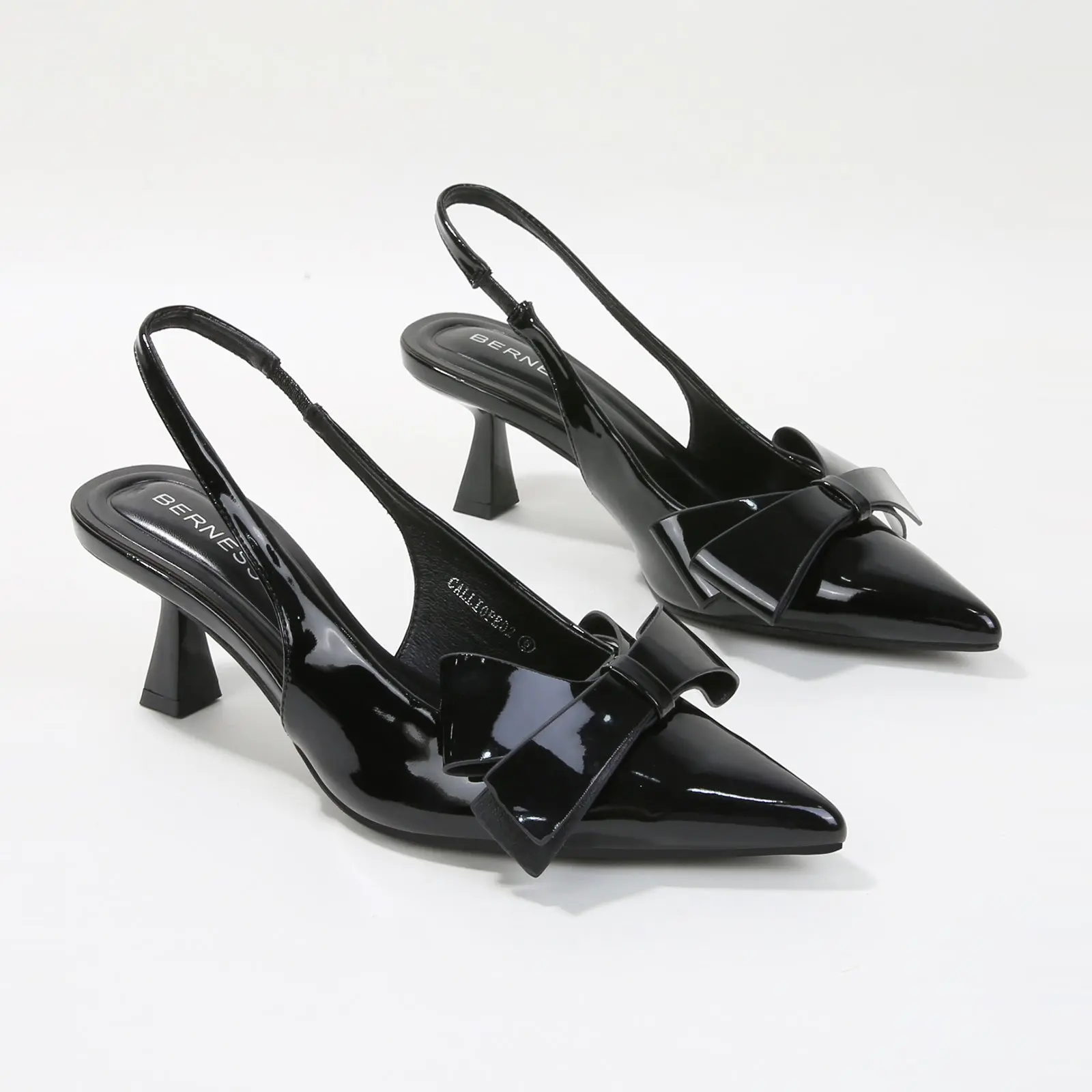 BERNESS Women's Patent Kitten Heels, Slingback Pointed Toe Pumps with Bow Detail, 2.5" Heel for Casual & Dress Occasions, Kitten Heels For Women