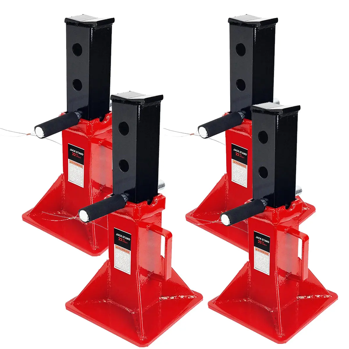 Stark USA 22 Ton Jack Stands 44,000 LBS Capacity for Trucks SUV Trailers 4-Pieces Height-Adjustable Steel Base V-Shaped Saddle Red Equipment