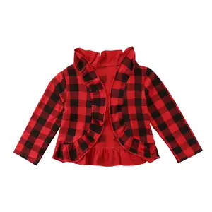 Ma&Baby Toddler Baby Girl Plaid Christmas Cardigan Jacket Long Sleeve Lightweight Jackets Outerwear