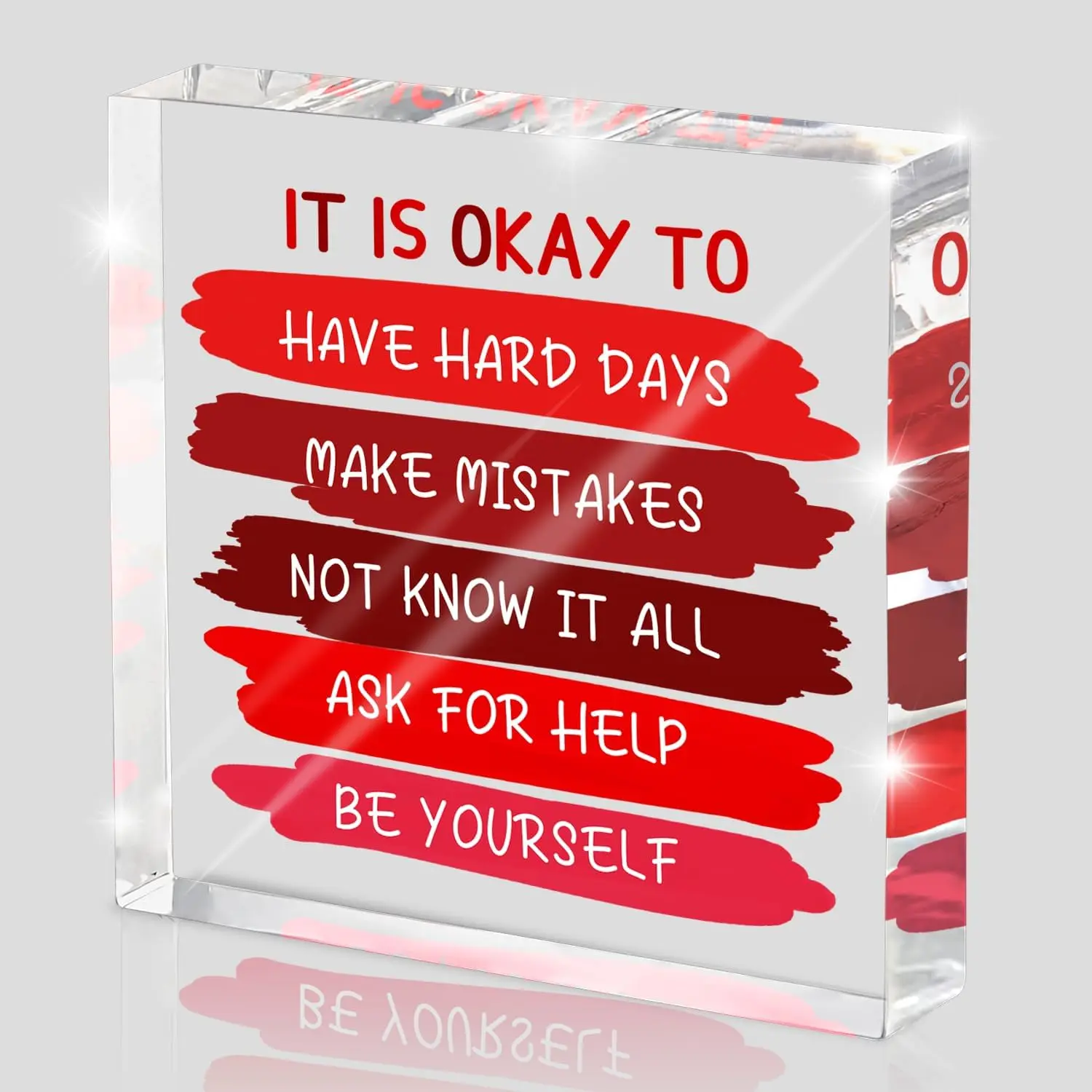 Mental Health Office Decor - Red 4 Inch Acrylic Tabletop Sign, Inspirational Desk Accessories for Workplace Wellness, Motivational Quote for Therapy Office & Home Desk, Acrylic Plaque Sign, Home Office Decoration, Desk Signage Decoration