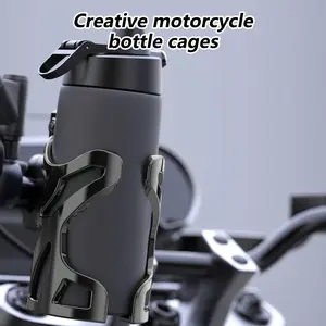 1pc, Universal Motorcycle Cup Holder, Adjustable ABS Bottle Cage, Black, Non-OEM, for Bicycle & Motorcycle Accessories, Sports & Outdoor Equipment, Cycling Supplies, Water Bottle Holder