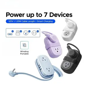 Travel Power Strip, 4 Outlets 3 USB Ports (1 USB C) with 4FT Wrapped Short Extension Cord Small Power Strip, Compact for Hotel Travel Essentials Cruise Approved