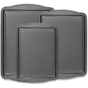 Baking Pan Set of 3 - Carbon Steel Baking Sheets Set, 13/15/17 Inch, Nonstick Cookie Sheets for Baking, Rust & Warp Resistant & Stackable,  & Heavy Duty & Easy Clean