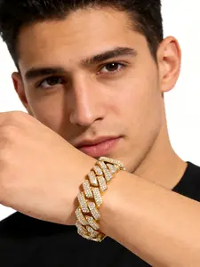 Unisex Iced Out Cuban Link Bracelet Luxury CZ Diamond Hip Hop Bracelet Street Outfit Party Versatile Trendy Jewelry