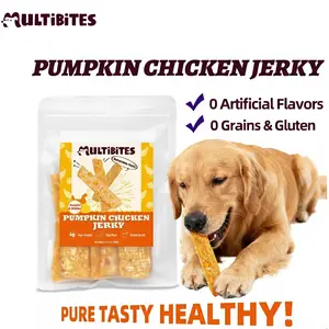 Dog Treats Chicken Pumpkin - All Natural, Grain Free Jerky Strips with Freeze Dried Pumpkin for Digestive Health - Soft Training Treats for Dogs of All Sizes